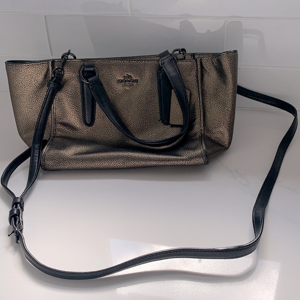 Coach New York Medium Hand Bag- Gold & Black
